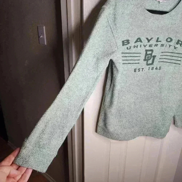 Women's Green Baylor University Bears Terrycloth Style College Sweater Small - Picture 7 of 10
